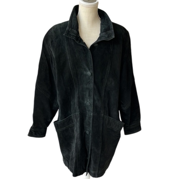 Silverleaf Jackets & Blazers - SILVERLEAF Women’s Black Suede Leather Long Jacket- Large